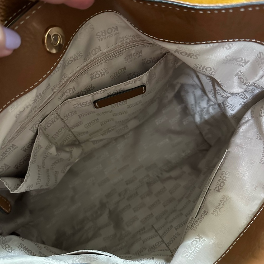 Michael Kors Brown Suede & Leather Shoulder Hobo Bag - Picture 8 of 11